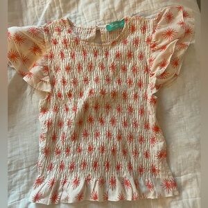 Coral Smocked Top